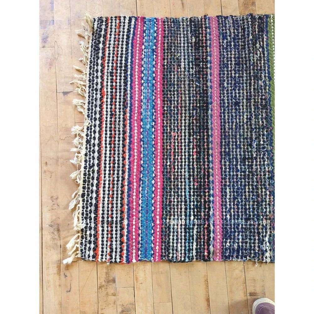 Antique Imported Swedish Hand Made Rag Rug Runner (32